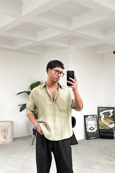 Haki Soft Premium Oversize Gömlek
