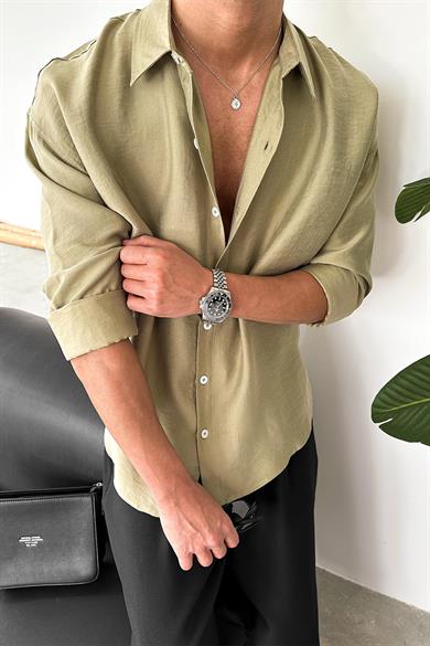 Haki Soft Premium Oversize Gömlek