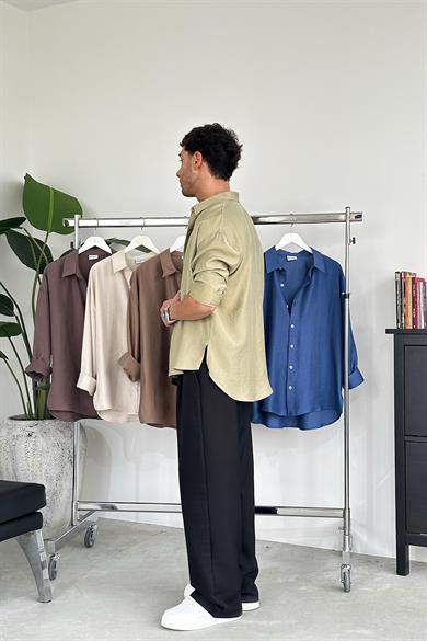 Haki Soft Premium Oversize Gömlek