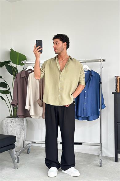 Haki Soft Premium Oversize Gömlek