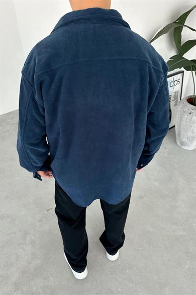İndigo G Nakışlı Oversize Polar Gömlek