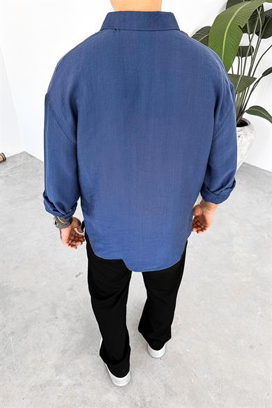 İndigo Soft Premium Oversize Gömlek