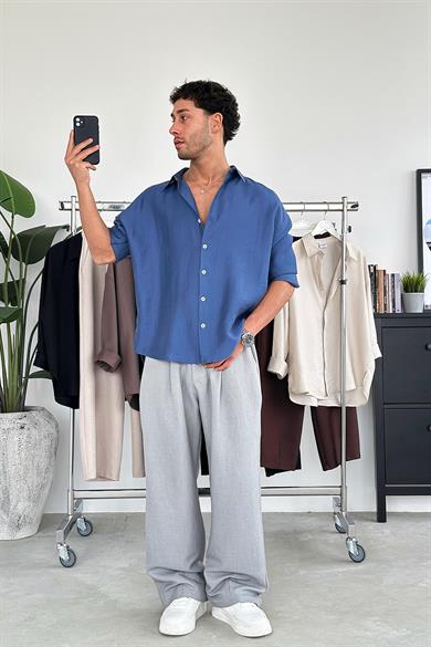 İndigo Soft Premium Oversize Gömlek
