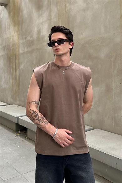 Kahverengi Basic A1 OUTPLENTY PREMİUM Oversize Atlet Tişört