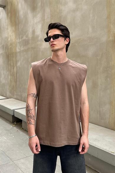 Kahverengi Basic A1 OUTPLENTY PREMİUM Oversize Atlet Tişört