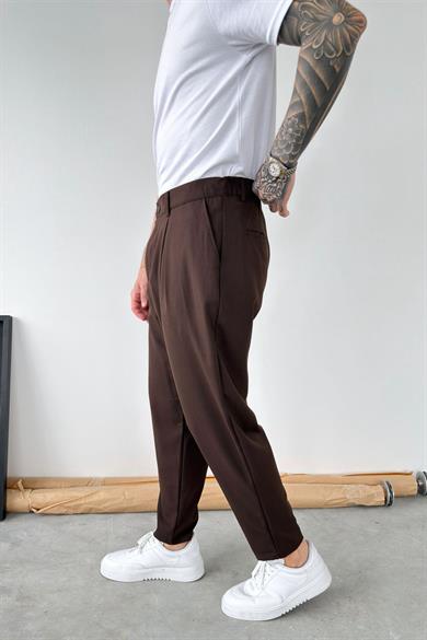 Kahverengi Basic Boyfriend Kumaş Pantolon