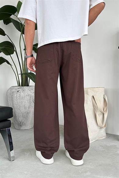 Kahverengi Basic Gabardin Beli Lastikli Pantolon