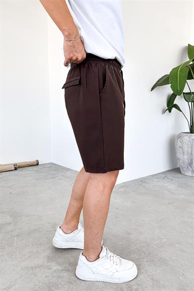 Kahverengi Basic Kumaş Premium Relaxed Şort