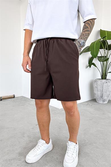 Kahverengi Basic Kumaş Premium Relaxed Şort