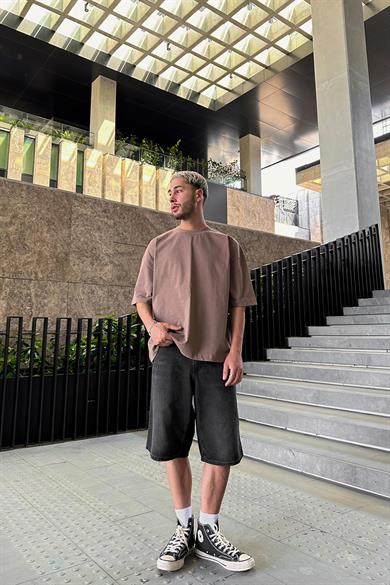 Kahverengi Basic OUTPLENTY PREMİUM Oversize Tişört