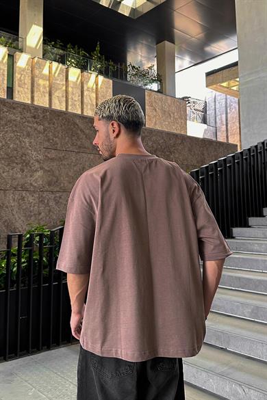 Kahverengi Basic OUTPLENTY PREMİUM Oversize Tişört