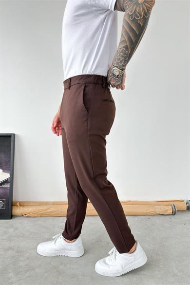 Kahverengi Basic Regular Fit Kumaş Pantolon