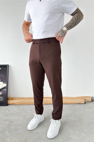 Kahverengi Basic Regular Fit Kumaş Pantolon