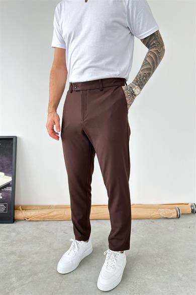 Kahverengi Basic Regular Fit Kumaş Pantolon