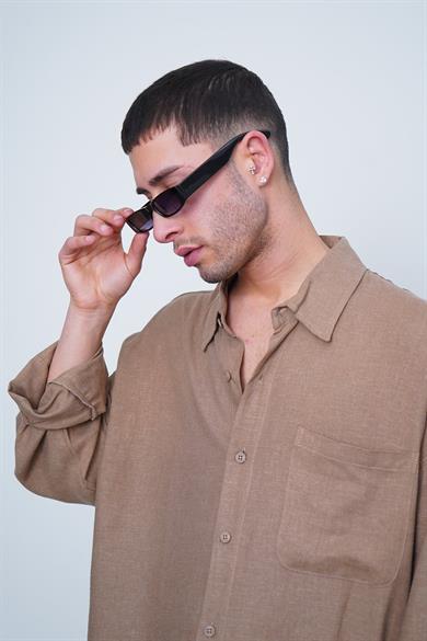 Kahverengi Basic Uzun Kollu 1A CH Oversize Gömlek
