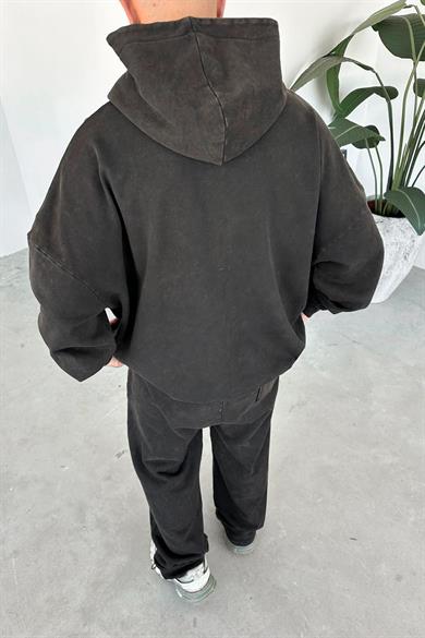 Kahverengi Basic Yıkamalı Oversize Sweatshirt