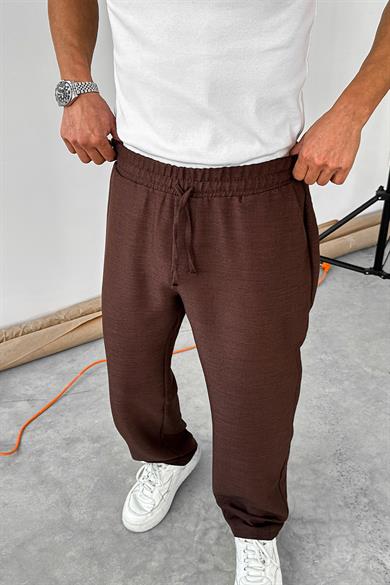Kahverengi Beli İpli Relaxed Pantolon