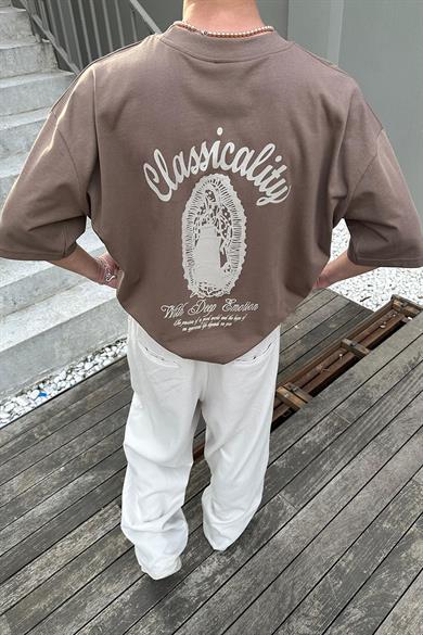 Kahverengi Classicality OUTPLENTY PREMİUM Oversize Tişört