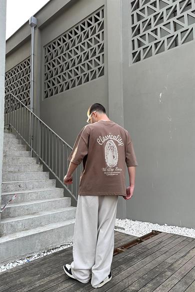 Kahverengi Classicality OUTPLENTY PREMİUM Oversize Tişört