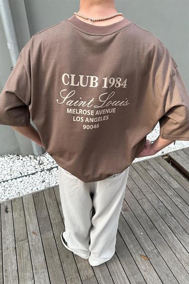 Kahverengi Club 1984 OUTPLENTY PREMİUM Oversize Tişört