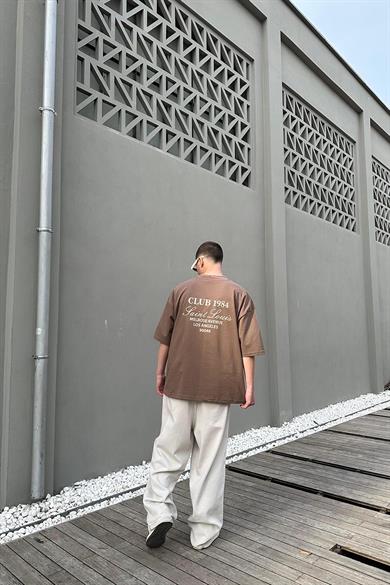 Kahverengi Club 1984 OUTPLENTY PREMİUM Oversize Tişört