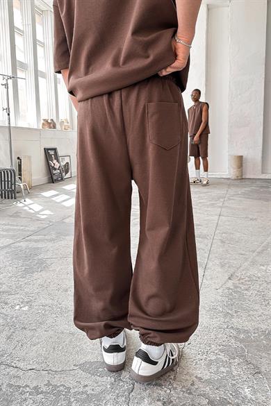 Kahverengi Cozy Premium Basic Paça Lastik Eşofman