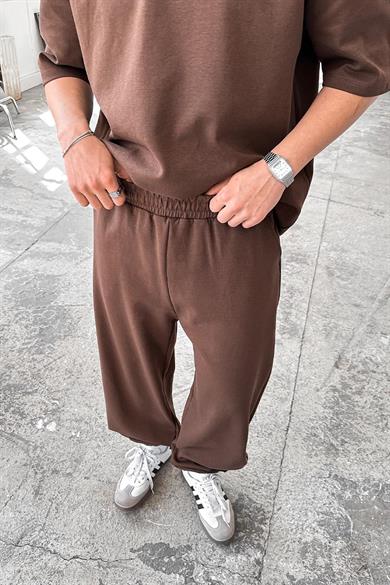 Kahverengi Cozy Premium Basic Paça Lastik Eşofman