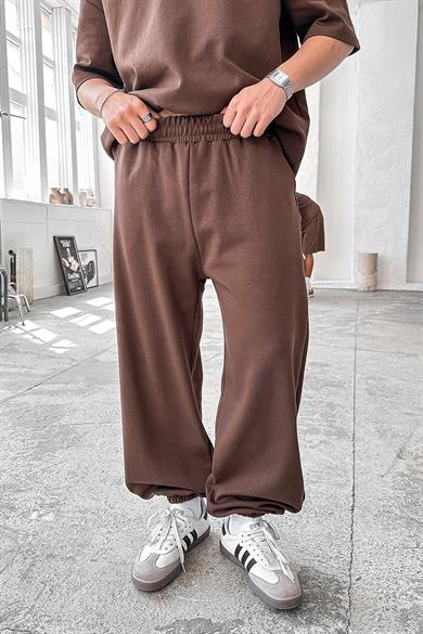 Kahverengi Cozy Premium Basic Paça Lastik Eşofman