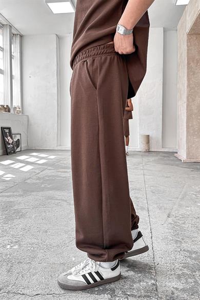 Kahverengi Cozy Premium Basic Paça Lastik Eşofman