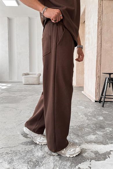 Kahverengi Cozy Premium Çımalı Baggy Eşofman