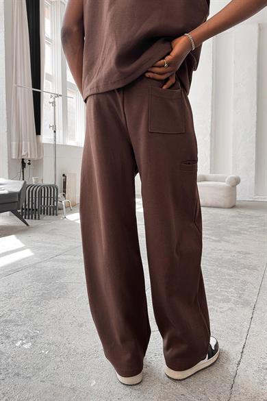 Kahverengi Cozy Premium Pileli Baggy Eşofman
