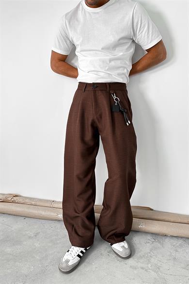 Kahverengi Cozy Tasarım Kumaş Pantolon