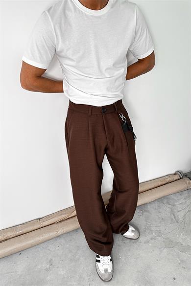 Kahverengi Cozy Tasarım Kumaş Pantolon