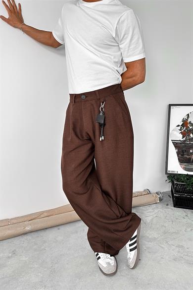 Kahverengi Cozy Tasarım Kumaş Pantolon