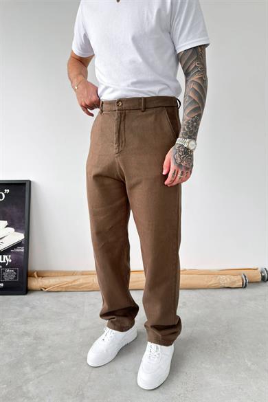 Kahverengi Dokulu Basic Baggy Pantolon