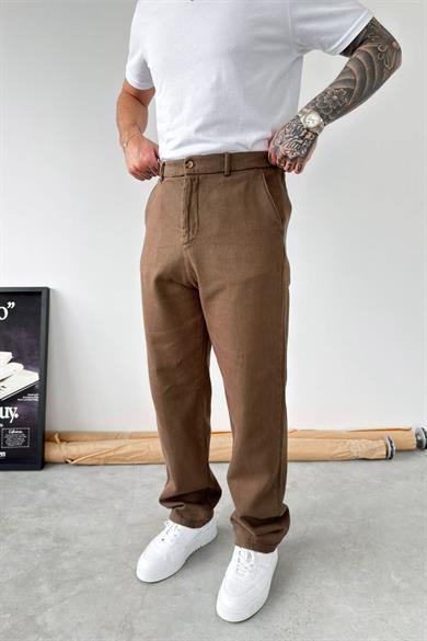 Kahverengi Dokulu Basic Baggy Pantolon