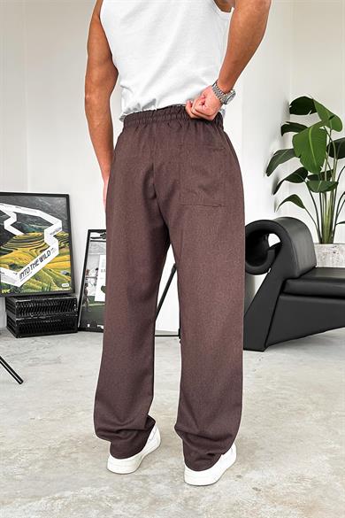 Kahverengi Dokulu Soft Jogger Pantolon