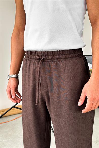 Kahverengi Dokulu Soft Jogger Pantolon