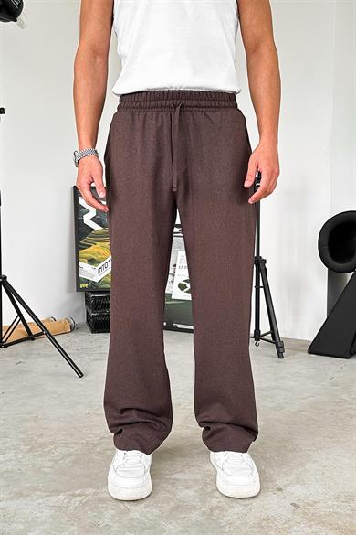 Kahverengi Dokulu Soft Jogger Pantolon