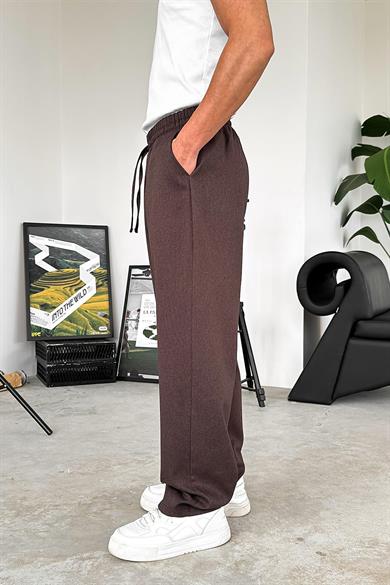 Kahverengi Dokulu Soft Jogger Pantolon