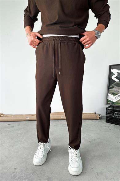 Kahverengi Fitilli Jogger Pantolon