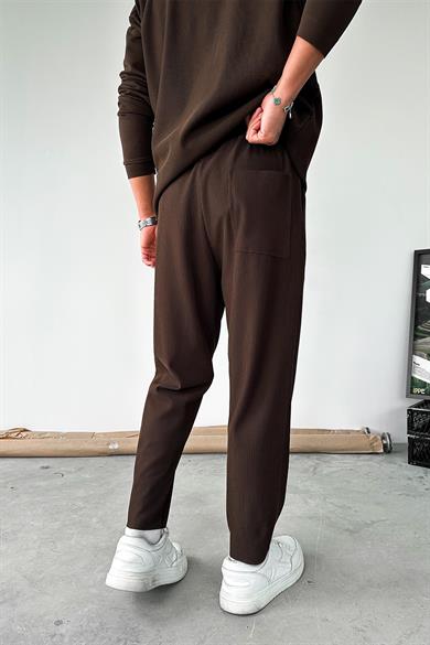 Kahverengi Fitilli Jogger Pantolon