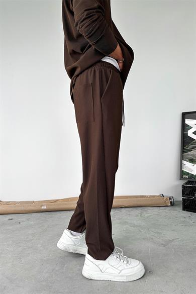 Kahverengi Fitilli Jogger Pantolon