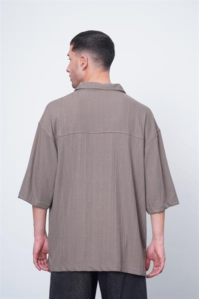 Kahverengi Kahverengi Dokuma Detay CH Oversize Polo Yaka