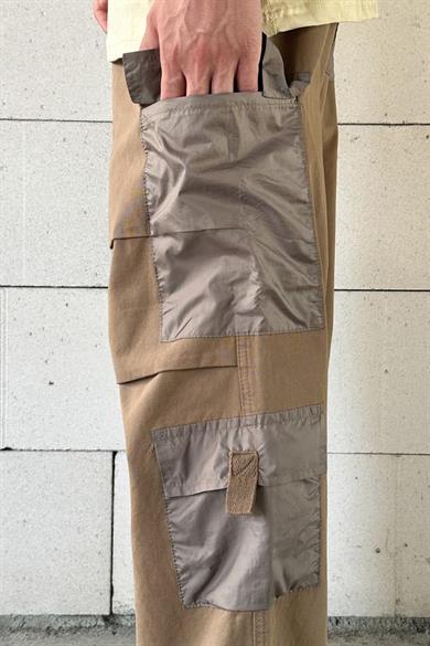 Kahverengi Kargo Diz Detay 3 Cepli Paça Ayarlanabilir Baggy Pantolon
