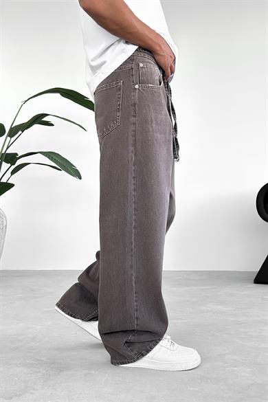 Kahverengi Kemerli Basic Ekstra Bol Baggy Pantolon