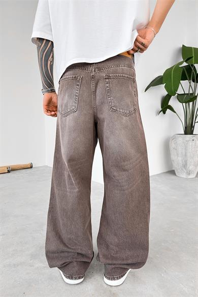 Kahverengi Kemerli Basic Ekstra Bol Baggy Pantolon