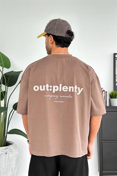 Kahverengi Minimalism OUTPLENTY PREMİUM Oversize Tişört