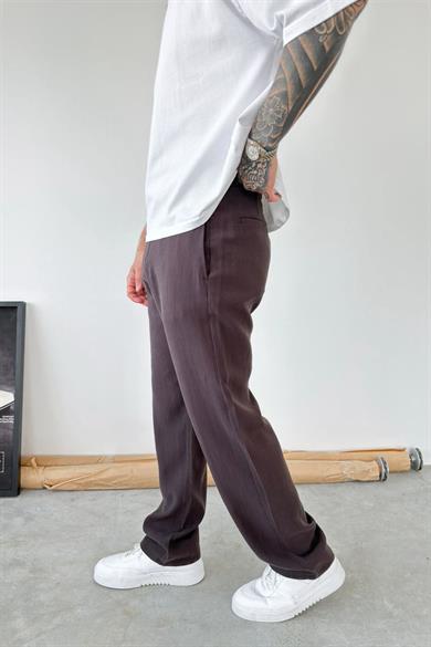 Kahverengi Modal Kumaş Baggy Pantolon