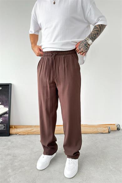 Kahverengi Modal Kumaş Baggy Pantolon